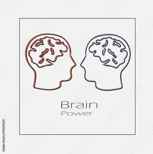 Brain power concept illustration. Hand drawn flat vector icon.