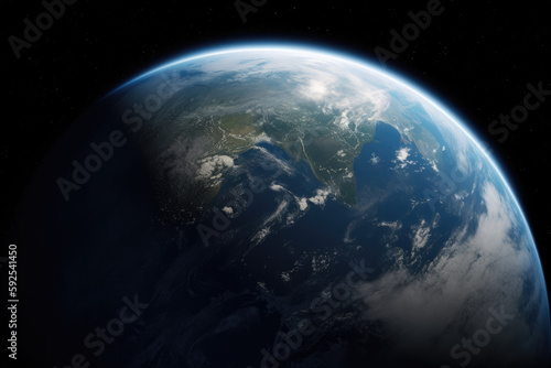 Earth globe in space. Photo of World globe, closeup. Earth Day. Day of Peace. Saving the planet. Earth globe map. Generative ai illustration