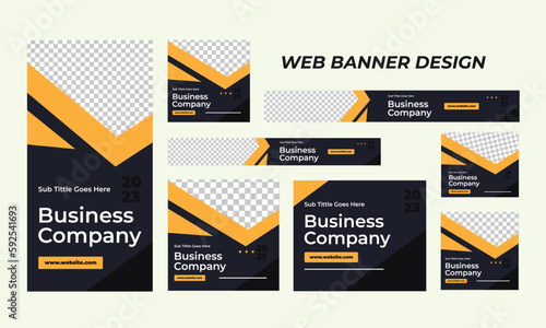 set of modern business web banners in standard size with a place for photos. Business ad banner cover header background for website design, Social media cover ads banner template.