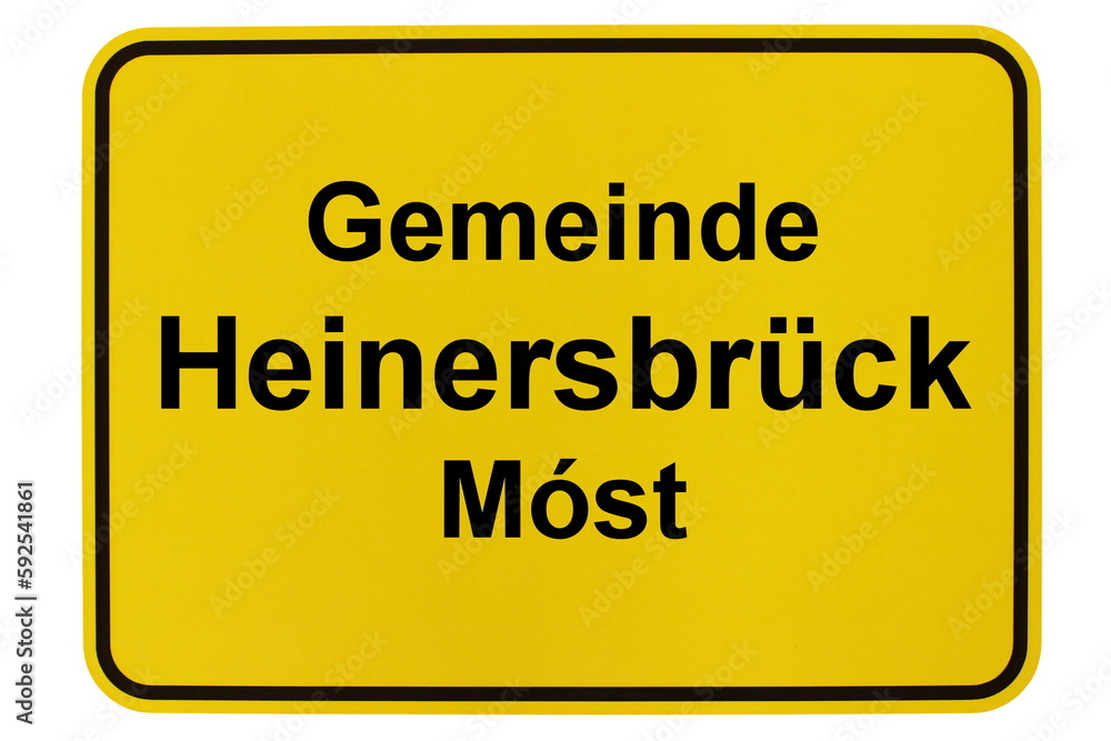 Illustration eines Ortsschildes der Gemeinde Heinersbrück Móst in Brandenburg
