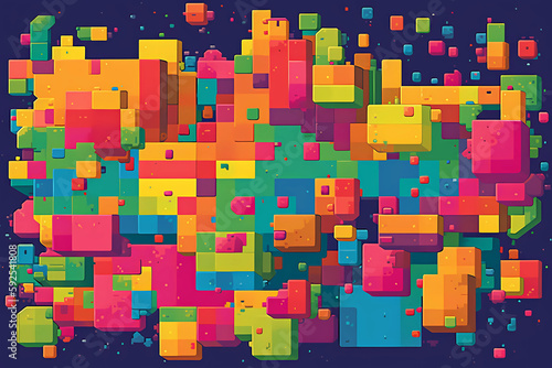 A colorful poster cube art Digital art AI generation photo