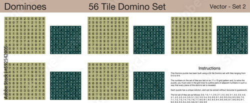 5 56 Tile Dominoes Puzzles. A set of scalable puzzles for kids and adults, which are ready for web use or to be compiled into a standard or large print activity book.