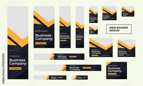 set of modern business web banners in standard size with a place for photos. Business ad banner cover header background for website design, Social media cover ads banner template.