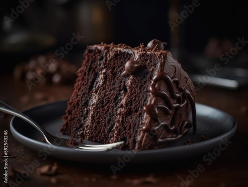 Freshly Made Chocolate Cake with Fork.