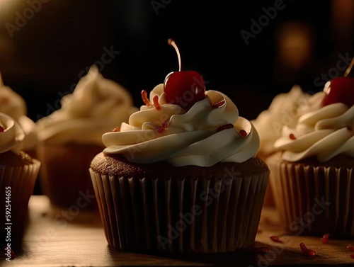 Cupcake Closeup with Perfect Lighting Image.