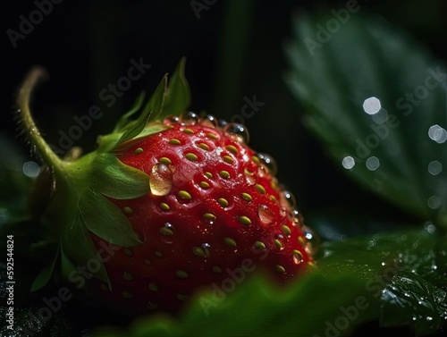 Ripe Red Strawberry Closeup Photo
