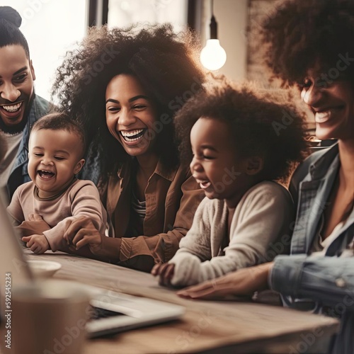 Gathered family laptop table image.