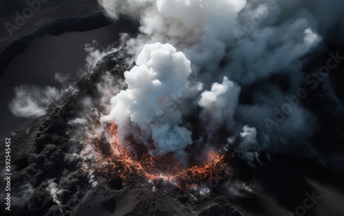volcanic eruption, hot lava, dangerous phenomenon of nature, generative ai
