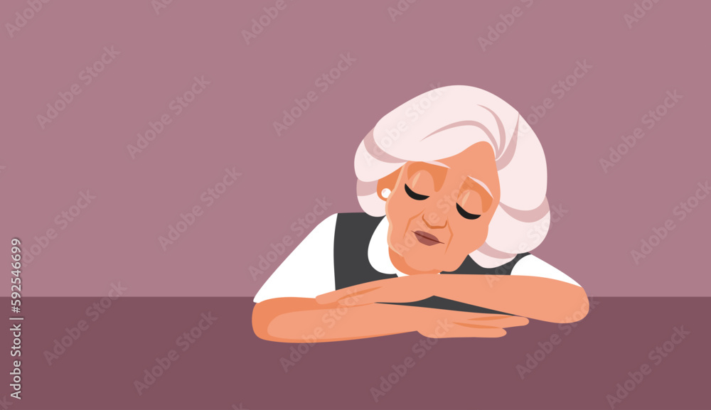 Sad and Exhausted Grandma Feeling Sleepy Vector cartoon Illustration. Retired person feeling lethargic and tired from aging
Sad and Exhausted Grandma Feeling Sleepy Vector cartoon Illustration. Retired person feeling lethargic and tired from aging