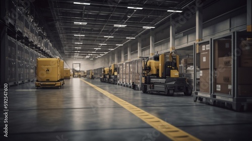 Revolutionary Smart Warehouse Solutions: Cutting-Edge Automation, Robotics, and AI-Driven Technologies Streamlining Logistics and Distribution - High-Quality Stock Image for Industry Professionals