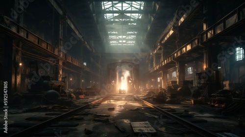 Alte Fabrik mit kleiner explosion