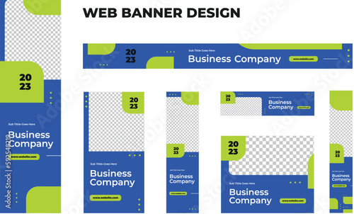 set of modern business web banners in standard size with a place for photos. Business ad banner cover header background for website design, Social media cover ads banner template.