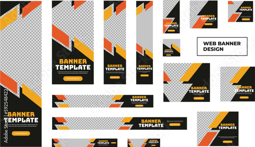 set of modern business web banners in standard size with a place for photos. Business ad banner cover header background for website design, Social media cover ads banner template.