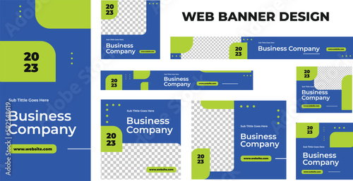 set of modern business web banners in standard size with a place for photos. Business ad banner cover header background for website design, Social media cover ads banner template.
