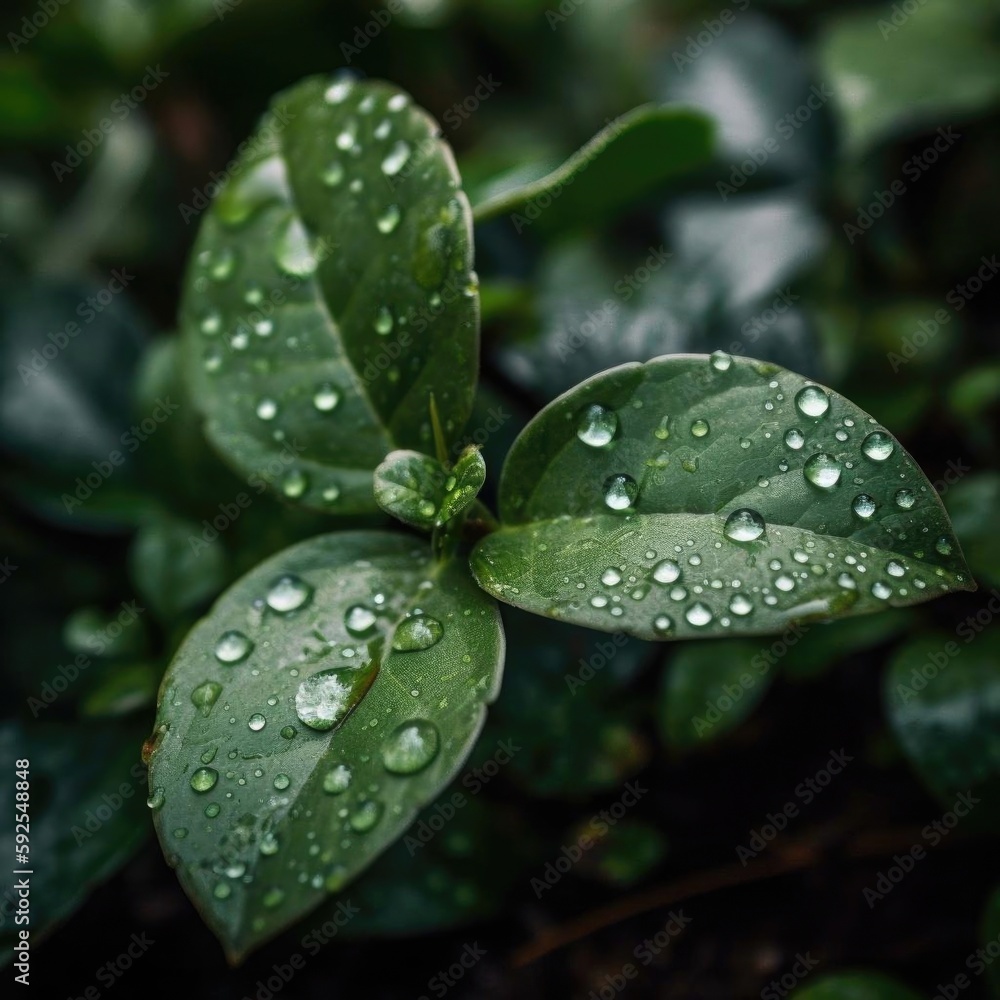 Close-up Plant with Water Droplets Image. Close-up Plant with Water Droplets Image.