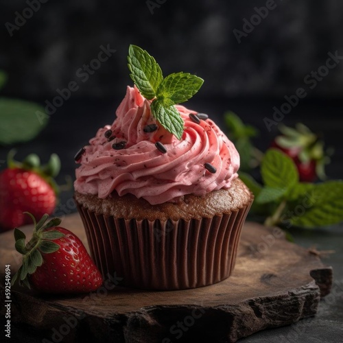 Cupcake with a Bite Taken Out of It Image