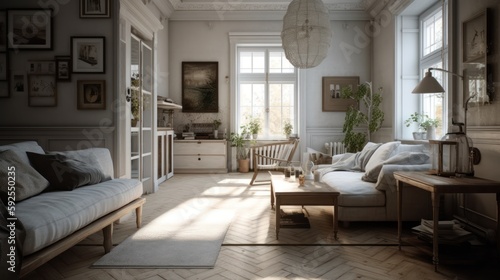  Rustic Chic Fusion: Modern Interior Design with Scandinavian and French Country Elements - Home Decor Generative Ai © Blinix Solutions