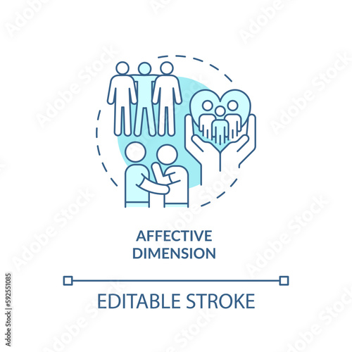 Affective dimension turquoise concept icon. SEL activity. GCED socio emotional skills abstract idea thin line illustration. Isolated outline drawing. Editable stroke. Arial, Myriad Pro-Bold fonts used