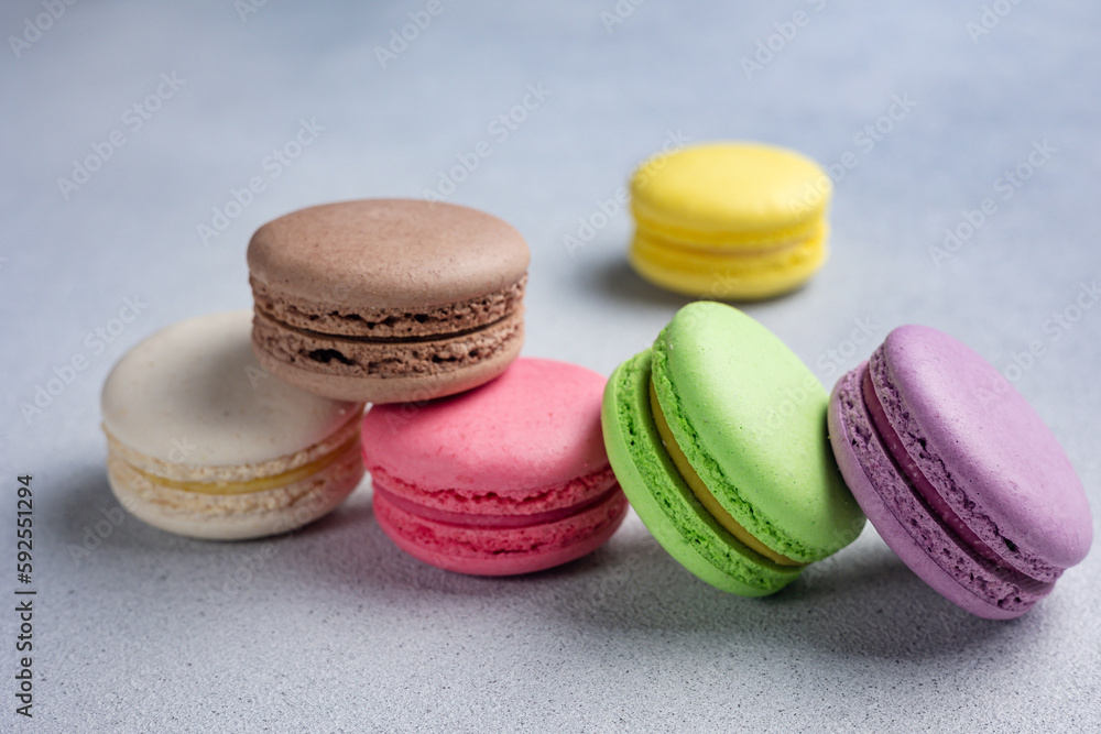 Pile of Macaroon or Macaron Biscuits on Grey Background
Pile of Macaroon or Macaron Biscuits on Grey Background