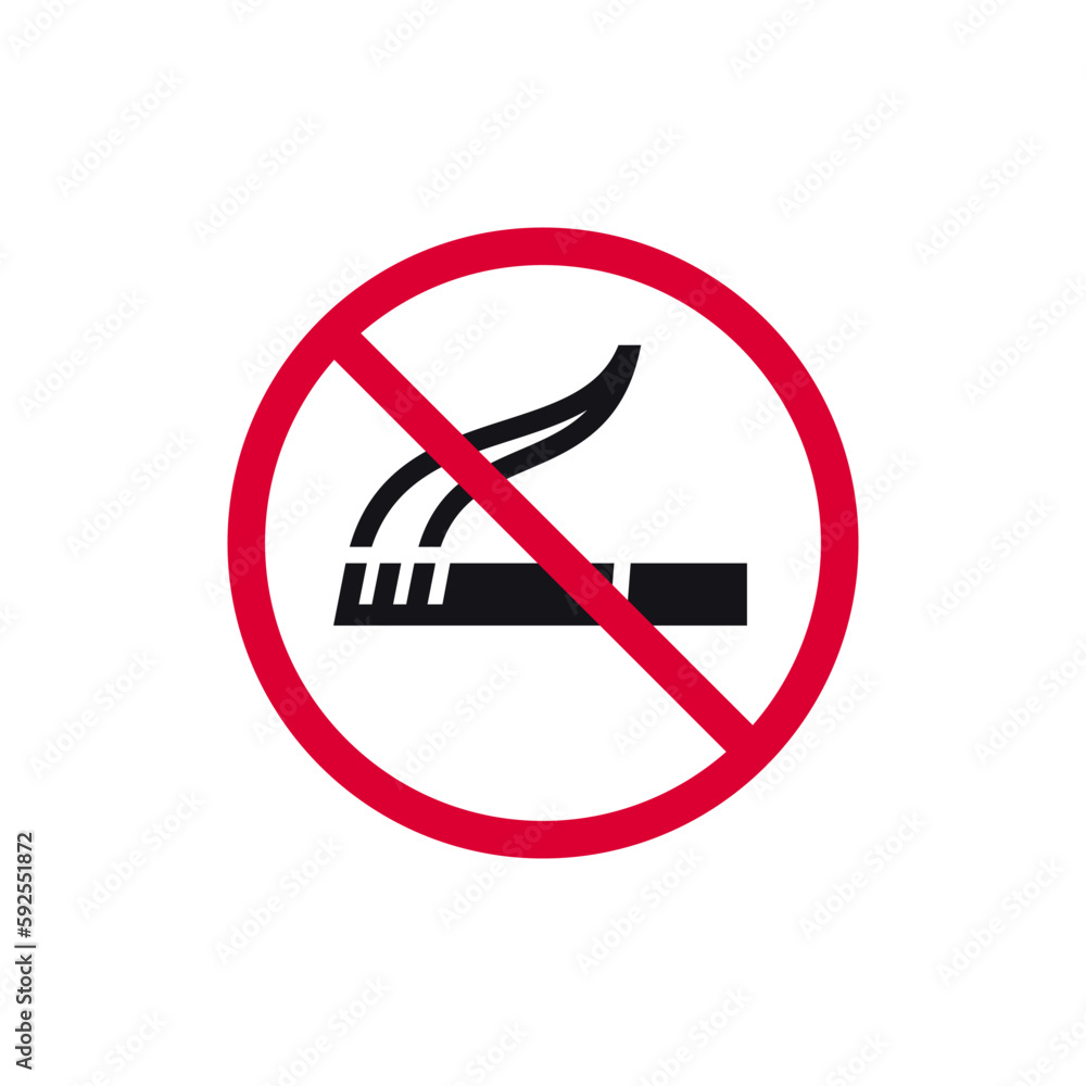 No smoking prohibited sign, no tobacco day forbidden modern round sticker, vector illustration. No smoking prohibited sign, no tobacco day forbidden modern round sticker, vector illustration.