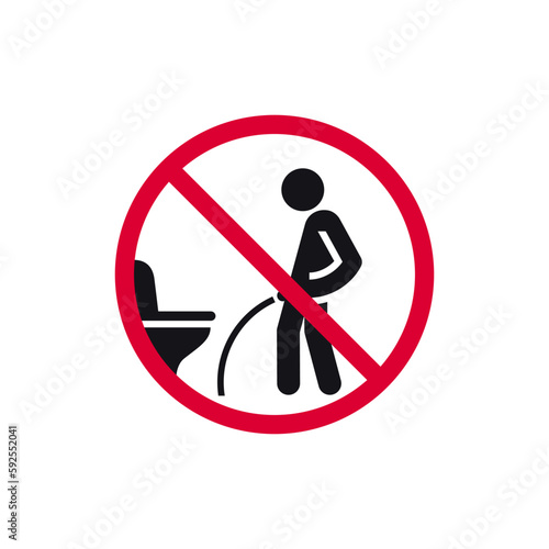 No peeing on the floor prohibited sign, forbidden modern round sticker, vector illustration.