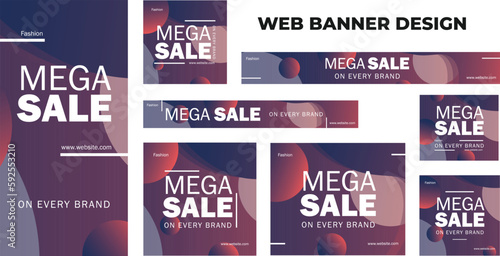 set of modern fashion web banners in standard size with a place for photos. Fashion ad banner cover header background for website design, Social media cover ads banner template.