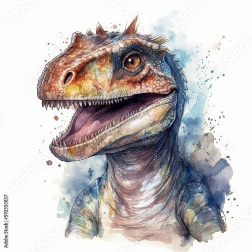 Watercolor tropical dinosaur, AI generated cute dinosaurs. Isolated on background. © ArtStage