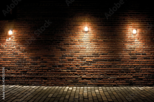 Brick wall at night
