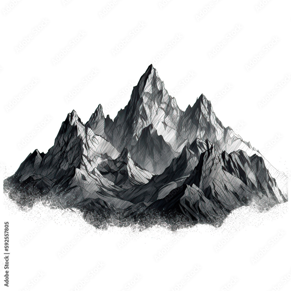 mountain range white background