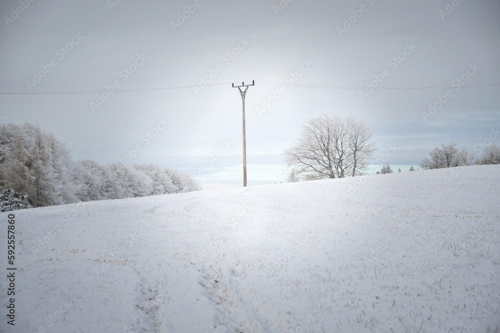 Obraz premium winter landscape in the Czech Republic. Landscape covered with snow.