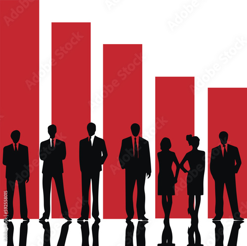  Business people on a diagram, silhouette, Business concept Vector illustration, SVG