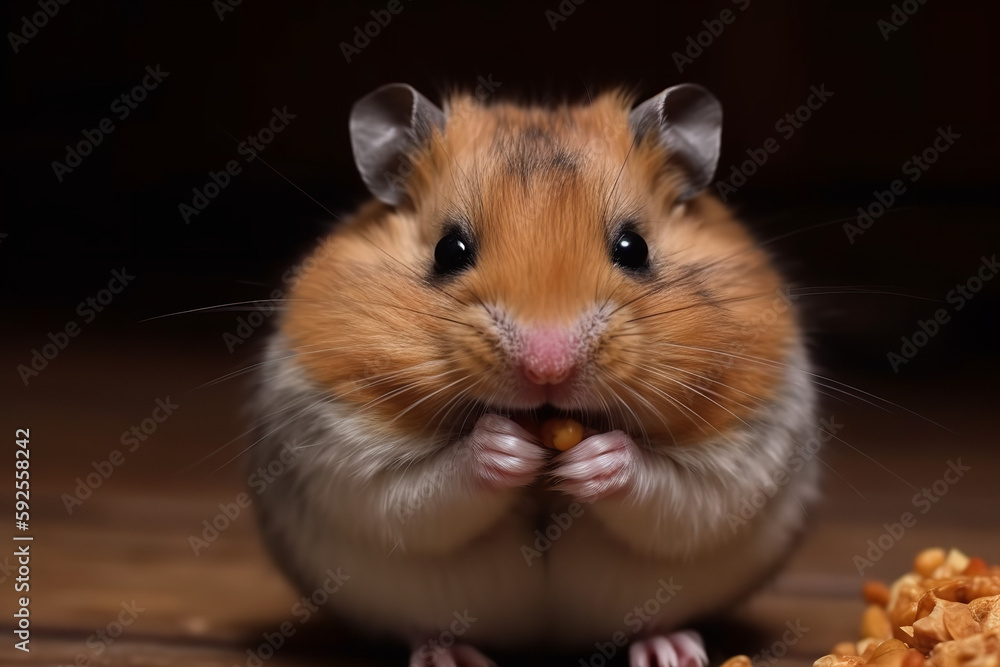 brown hamster eating a snack or food - AI Generated brown hamster eating a snack or food - AI Generated