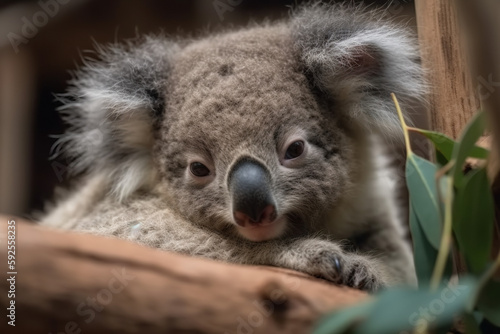 Koala bear falling asleep in nature - AI Generated © Custom Media