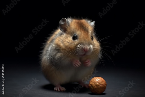 Small hamster with black dark background - AI Generated © Custom Media