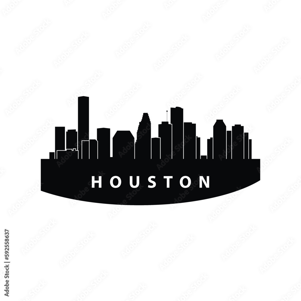 Silhouette of Houston City skyline - Texas - United States vector graphic element Illustration template design
