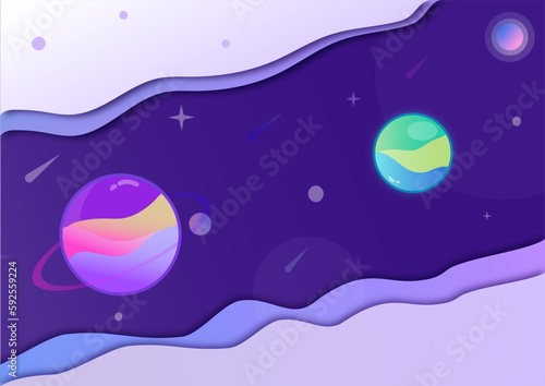 source pastel Saturn and green pastel planet in wave space background	