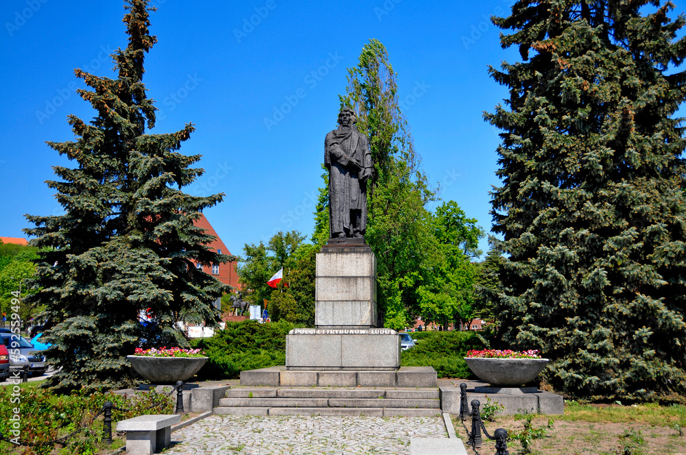 Monument of Adam Mickiewicz in Gorzow Wielkopolski, city in Lubusz Voivodeship, Poland.