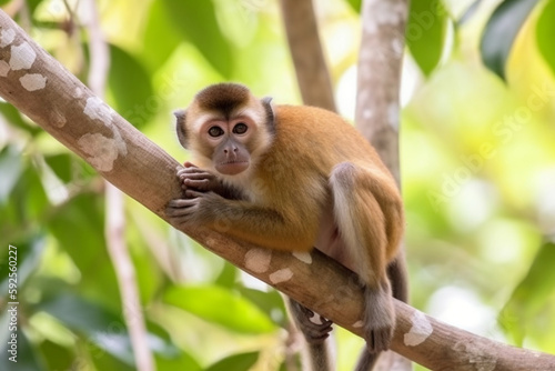 cute monkey on a tree branch