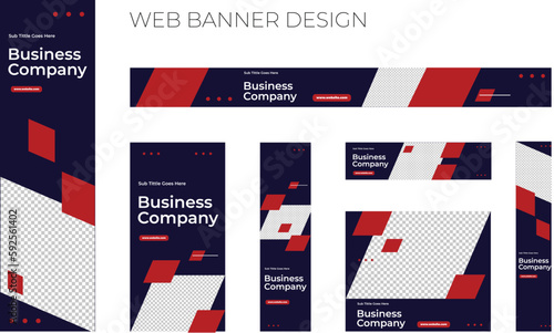 set of modern business web banners in standard size with a place for photos. Business ad banner cover header background for website design, Social media cover ads banner template.