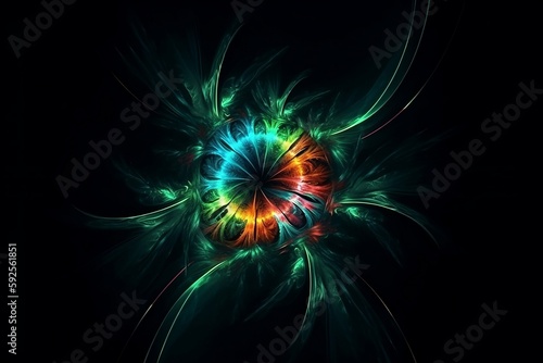 Abstract colorful fractal dark background.