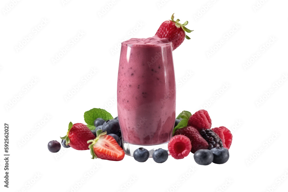 Berries smoothie freshness isolated on transparent background. Generative Ai Berries smoothie freshness isolated on transparent background. Generative Ai