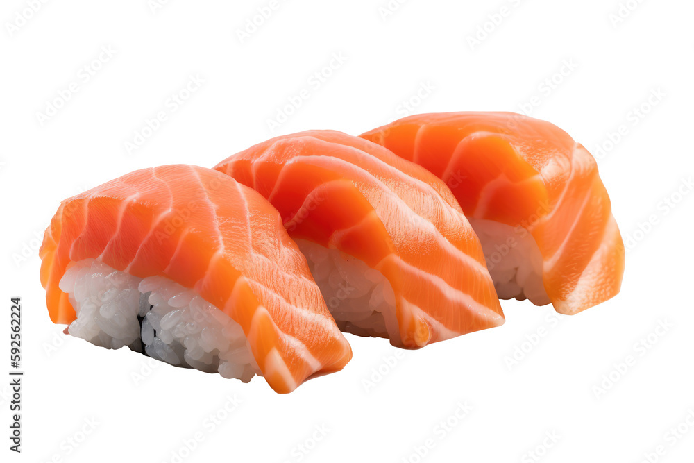 Sushi salmon isolated on transparent background for japanese food. Generative Ai Sushi salmon isolated on transparent background for japanese food. Generative Ai