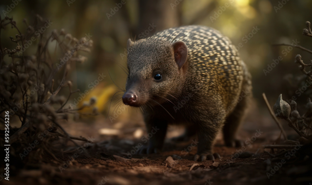 photo of armadillo in forest. Generative AI photo of armadillo in forest. Generative AI