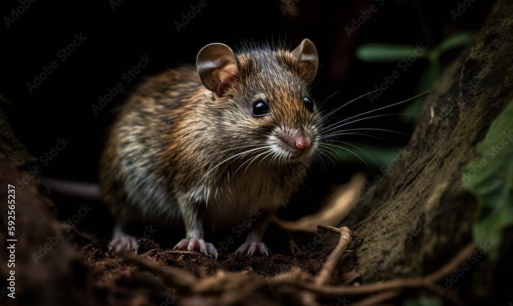 photo of Asian tree mouse in forest. Generative AI photo of Asian tree mouse in forest. Generative AI
