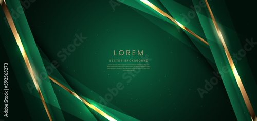 Abstract elegant dark green background with golden glowing effect. Template premium award design.