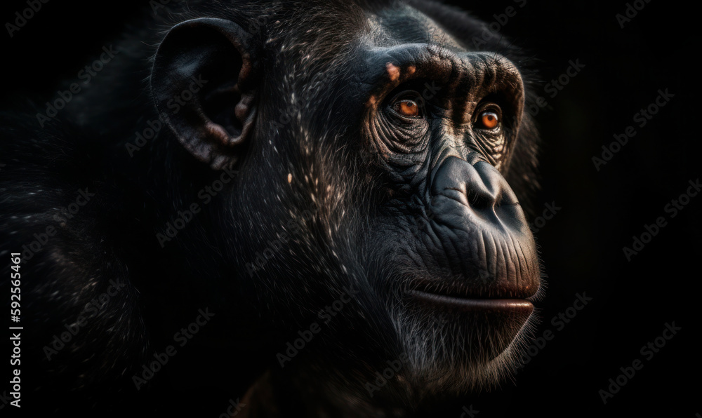 close up photo of ape in its natural habitat. Generative AI