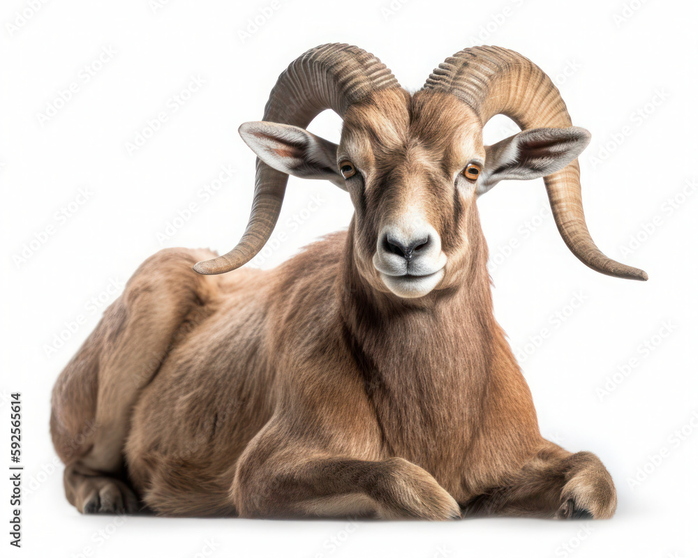photo of aoudad isolated on white background. Generative AI photo of aoudad isolated on white background. Generative AI