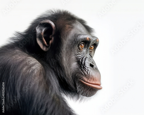 photo of ape isolated on white background. Generative AI