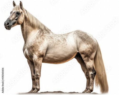 photo of Arabian horse isolated on white background. Generative AI