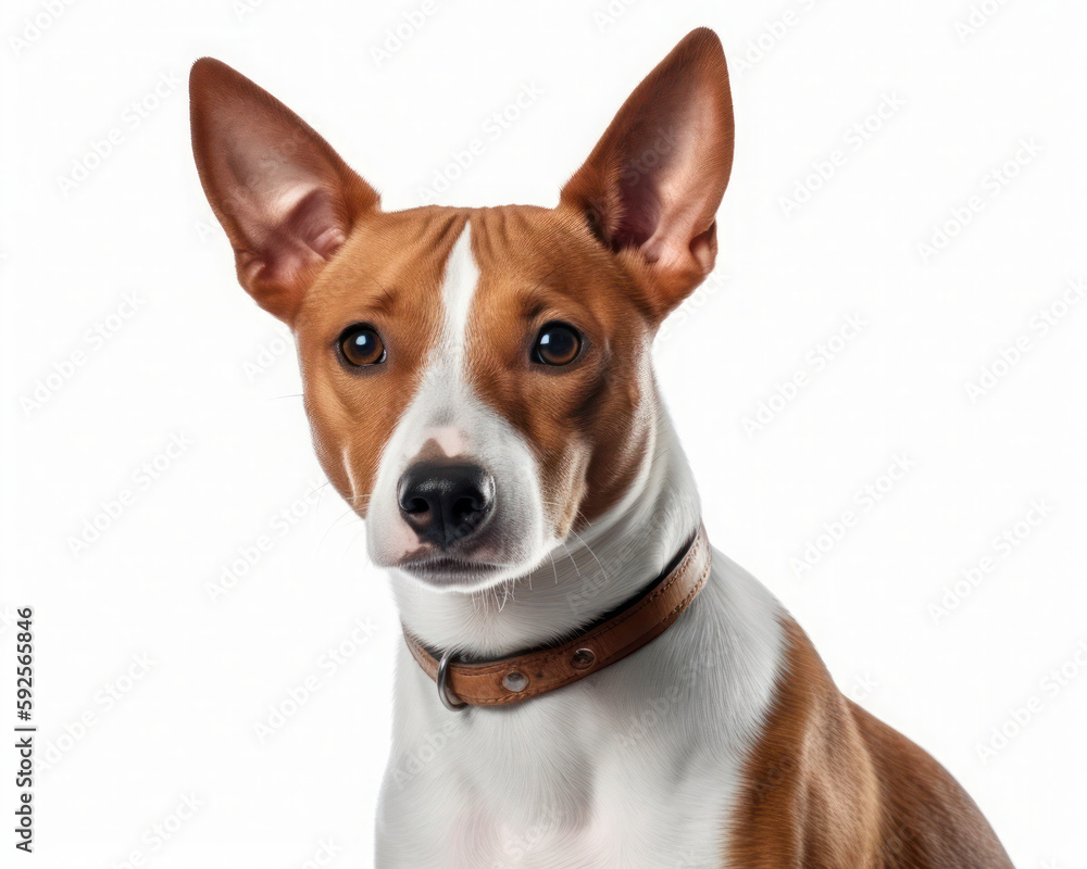 photo of basenji isolated on white background. Generative AI